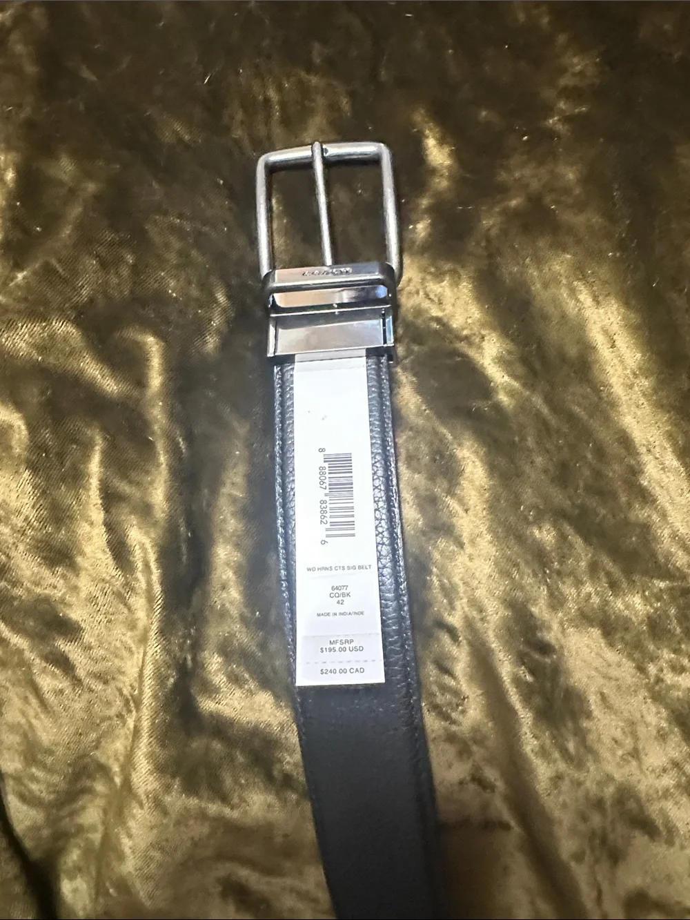 Coach Black Leather Belt with Silver-Tone Buckle